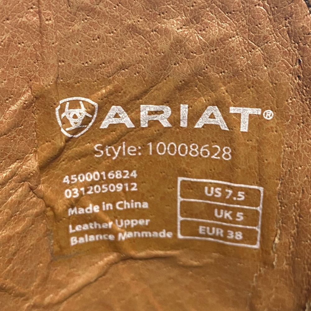 Ariat Western Cowboy Boots Tan Leather Embroidered Pull On Womens Size 7.5 - Picture 6 of 8